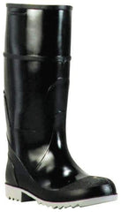 Winter Walking - Size 13 Plain Work Boot - Black, Gray, Polyurethane, PVC Upper, Rubber Outsole, 16" High, Chemical Resistant, Non-Slip, Waterproof - Caliber Tooling