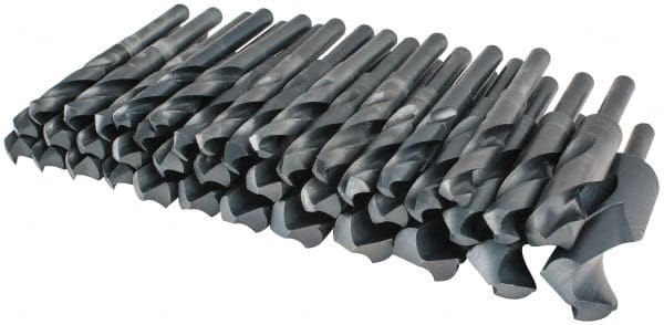 Interstate - 33/64 to 1-1/2", 118° Point, Oxide Finish, High Speed Steel Reduced Shank Drill Bit Set - Caliber Tooling