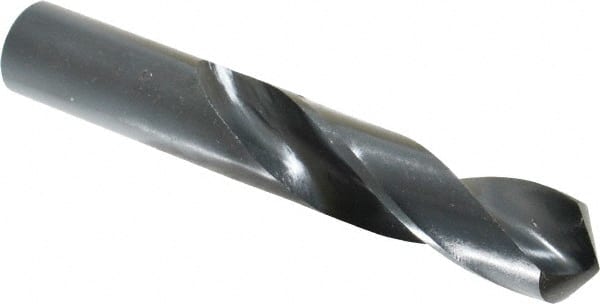 Screw Machine Length Drill Bit: 0.9375″ Dia, 118 °, High Speed Steel Oxide Finish, Right Hand Cut, Spiral Flute, Straight-Cylindrical Shank