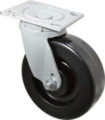 Fairbanks - 6" Diam x 2" Wide x 7-1/4" OAH Top Plate Mount Swivel Caster - Phenolic, 1,200 Lb Capacity, Roller Bearing, 4 x 4-1/2" Plate - Caliber Tooling