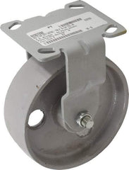 Fairbanks - 6" Diam x 2" Wide x 7-1/4" OAH Top Plate Mount Rigid Caster - Semi-Steel, 1,200 Lb Capacity, Roller Bearing, 4 x 4-1/2" Plate - Caliber Tooling