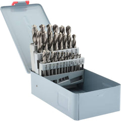 Drill Bit Set: Screw Machine Length Drill Bits, 29 Pc, 118 °, High Speed Steel Bright/Uncoated, Standard, Straight Shank