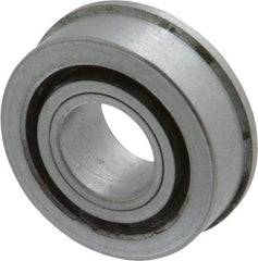 Value Collection - 1/2" Bore Diam, 1-3/16" OD, Open Unground Full Complement Radial Ball Bearing - With Flange, 1 Row, Round Bore, 533 Lb Dynamic Capacity - Caliber Tooling