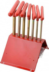 Made in USA - 7 Piece T-Handle Hex Key Set - Hex Range 7/64 to 1/4", 7" OAL, Chromalloy Steel - Caliber Tooling