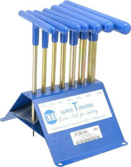 Made in USA - 7 Piece T-Handle Hex Key Set - Hex Range 2 to 8mm, 7" OAL, Chromalloy Steel - Caliber Tooling