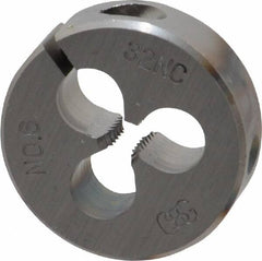 OSG - #6-32 UNC Thread, 13/16" Outside Diam High Speed Steel Round Die - 1/4" Thick, Right Hand Thread, Adjustable - Exact Industrial Supply