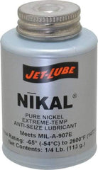 Jet-Lube - 0.25 Lb Can High Temperature Anti-Seize Lubricant - Nickel, -65 to 2,600°F, Silver Gray, Water Resistant - Caliber Tooling