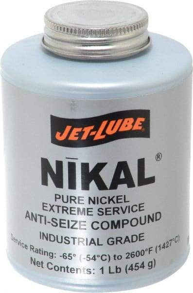 Jet-Lube - 1 Lb Can High Temperature Anti-Seize Lubricant - Nickel, -65 to 2,600°F, Silver Gray, Water Resistant - Caliber Tooling