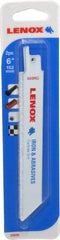 Lenox - 6" Long x 3/4" Thick, Carbide Reciprocating Saw Blade - Straight Profile, Continuous Edge, Universal Shank - Caliber Tooling