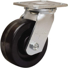 Hamilton - 5" Diam x 2" Wide x 6-1/2" OAH Top Plate Mount Swivel Caster - Phenolic, 900 Lb Capacity, Straight Roller Bearing, 4 x 4-1/2" Plate - Caliber Tooling