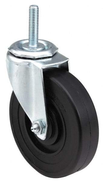 E.R. Wagner - 5" Diam x 1-1/4" Wide x 5-1/2" OAH Stem Mount Swivel Caster - Polyurethane, 280 Lb Capacity, Delrin Bearing, 1/2-13 x 1" Threaded Stem - Caliber Tooling