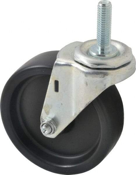 E.R. Wagner - 4" Diam x 1-1/4" Wide x 4-1/2" OAH Stem Mount Swivel Caster - Polyolefin, 255 Lb Capacity, Plain Bearing, 7/16-14 x 1-1/2" Threaded Stem - Caliber Tooling