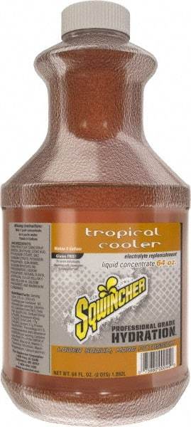 Sqwincher - 64 oz Bottle Tropical Cooler Activity Drink - Liquid Concentrate, Yields 5 Gal - Caliber Tooling