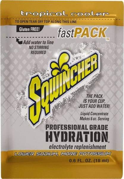 Sqwincher - 0.6 oz Pack Tropical Cooler Activity Drink - Liquid Concentrate, Yields 6 oz - Caliber Tooling