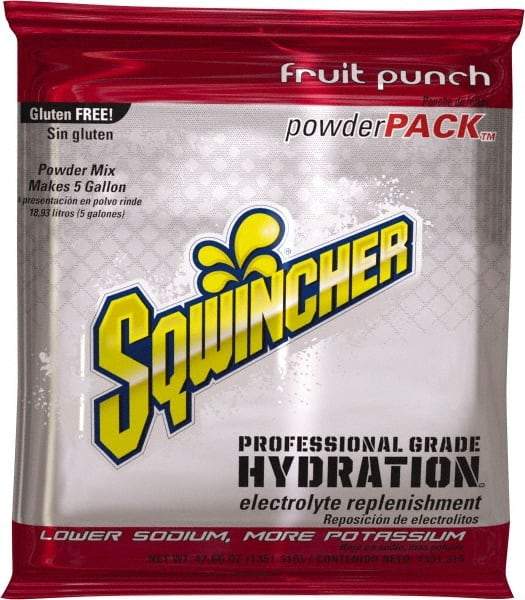 Sqwincher - 47.66 oz Pack Fruit Punch Activity Drink - Powdered, Yields 5 Gal - Caliber Tooling