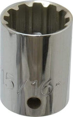 Proto - 1/2" Drive, 15/16" Socket, Spline Socket - 12 Points, 1-9/16" OAL - Caliber Tooling