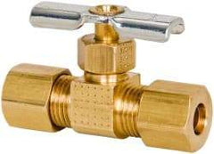 Eaton - 150 Max psi, 1/4" Pipe, Brass, Inline Instrumentation Needle Valve - Compression x Compression End Connections - Caliber Tooling