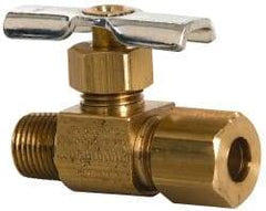 Eaton - 150 Max psi, 1/4 x 1/8" Pipe, Brass, Inline Instrumentation Needle Valve - Compression x MNPT End Connections - Caliber Tooling