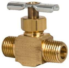 Eaton - 150 Max psi, 1/4" Pipe, Brass, Inline Instrumentation Needle Valve - MNPT x MNPT End Connections - Caliber Tooling