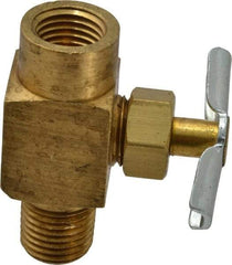 Eaton - 150 Max psi, 1/4" Pipe, Brass, Inline Instrumentation Needle Valve - FNPT x MNPT End Connections - Caliber Tooling