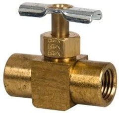 Eaton - 150 Max psi, 1/4" Pipe, Brass, Inline Instrumentation Needle Valve - FNPT x FNPT End Connections - Caliber Tooling