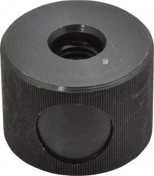 Morton Machine Works - 1/2-13" UNC Thread, Black Oxide Finish, Steel Round Knurled Push Button Thumb Nut - 1-1/8" Overall Height, 1-1/2" Head Diam - Caliber Tooling