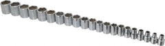 Proto - 21 Piece 3/8" Drive Chrome Finish Socket Set - 6 Points, 6mm to 26mm Range, Metric Measurement Standard - Caliber Tooling