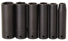 Proto - 7 Piece 1/4" Drive Impact Socket Set - 7mm to 13mm Range, Metric Measurement Standard - Caliber Tooling