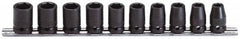 Proto - 10 Piece 1/2" Drive Impact Socket Set - 6 Points, 10 to 19mm, Metric Measurement Standard - Caliber Tooling