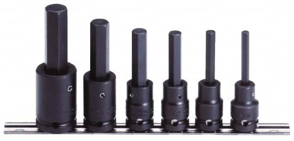 Proto - 6 Piece 1/2" Drive Metric Impact Hex Bit Socket Set - 6 to 17mm Hex - Caliber Tooling