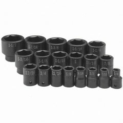 SK - 1/2" Drive Standard Impact Socket Set - 3/8 to 1-1/2", Inch Measurement Standard - Caliber Tooling