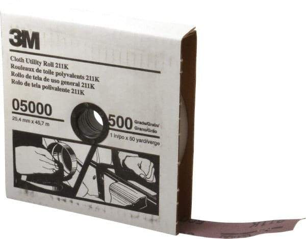 3M - 1" x 50 Yd 500 Grit Aluminum Oxide Cloth Roll - Super Fine Grade, J Weighted Backing - Caliber Tooling