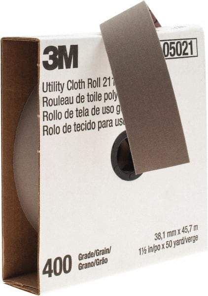 3M - 1-1/2" x 50 Yd 400 Grit Aluminum Oxide Cloth Roll - Super Fine Grade, J Weighted Backing - Caliber Tooling