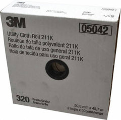 3M - 2" x 50 Yd 320 Grit Aluminum Oxide Cloth Roll - Extra Fine Grade, J Weighted Backing - Caliber Tooling