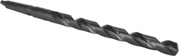 Interstate - 25/32", 2MT 118° Point High Speed Steel Taper Shank Drill Bit - Oxide Finish, 10" Flute Length, 15" OAL, Spiral Flute, Series 502 - Caliber Tooling