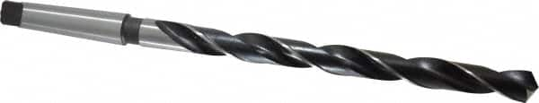 Interstate - 27/32", 3MT 118° Point High Speed Steel Taper Shank Drill Bit - Oxide Finish, 10" Flute Length, 15" OAL, Spiral Flute, Series 502 - Caliber Tooling