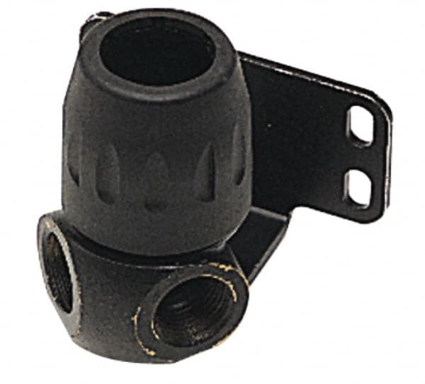 Transair - 1/2 & 1/4 Female NPT, 7/8" ID, Air Hose 90° Two Port Wall Bracket - 232 Max psi, 3-3/16" Long, Plastic - Caliber Tooling