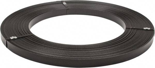 Made in USA - 851' Long x 1-1/4" Wide, Ribbon Wound Coil Steel Strapping - 5,250 Lb Capacity, 0.029" Thick - Caliber Tooling