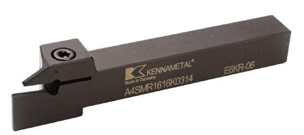 Kennametal - 0.6693" Max Depth of Cut, 3mm Min Groove Width, 150mm OAL, Right Hand Indexable Grooving Cutoff Toolholder - 63/64" Shank Height x 63/64" Shank Width, A4..03.. Insert Style, A4SM Toolholder Style, Series A4 - Caliber Tooling