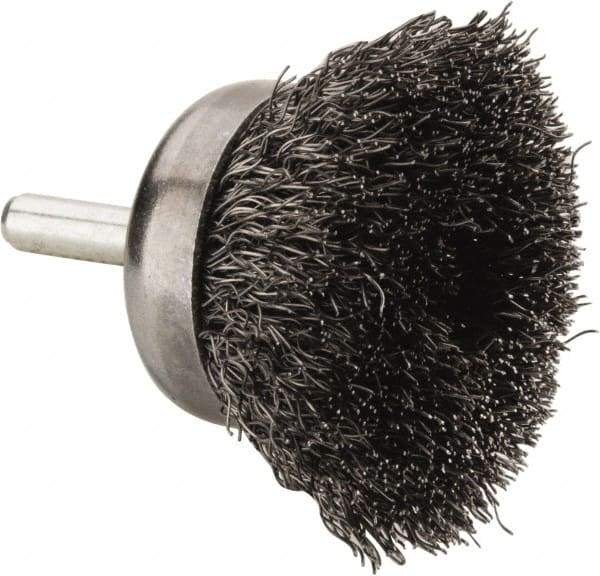 Anderson - 1-3/4" Brush Diam, Crimped, End Brush - 1/4" Diam Shank, 13,000 Max RPM - Caliber Tooling