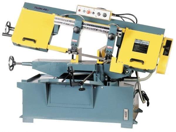 Enco - 10 x 16" Max Capacity, Manual Step Pulley Horizontal Bandsaw - 220/440 Volts, 2 hp, 3 Phase - Caliber Tooling