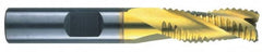 RobbJack - 1" Diam, Fine Pitch, 2-1/2" LOC, 3 Flute Solid Carbide Roughing Square End Mill - TiCN Finish, 5" OAL, 1" Shank Diam, Single End, Centercutting, 30° Helix - Caliber Tooling