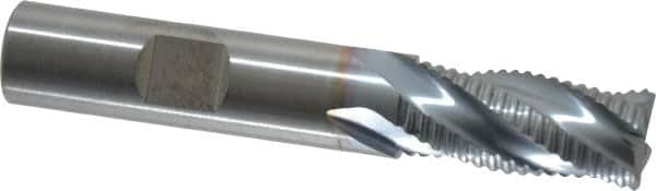 RobbJack - 1/2" Diam, Fine Pitch, 1" LOC, 4 Flute Solid Carbide Roughing Square End Mill - TiCN Finish, 3" OAL, 1/2" Shank Diam, Single End, Centercutting, 30° Helix - Caliber Tooling