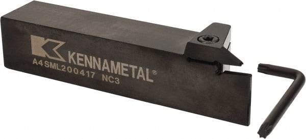 Kennametal - External Thread, 0.67" Max Depth of Cut, 4mm Min Groove Width, 6" OAL, Left Hand Indexable Grooving Cutoff Toolholder - 1-1/4" Shank Height x 1-1/4" Shank Width, A4..04.. Insert Style, A4SM Toolholder Style, Series A4 - Caliber Tooling