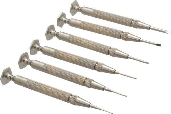 Starrett - 6 Piece Slotted Screwdriver Set - Round Shank, Blade Sizes: Length 5/8 - Caliber Tooling