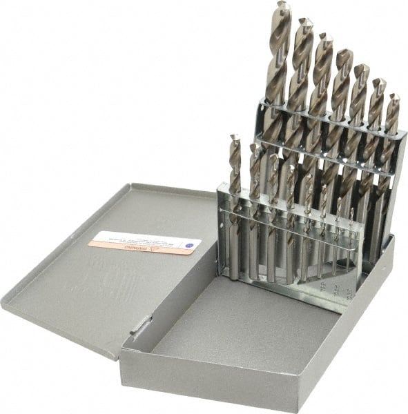 Drill Bit Set: Jobber Length Drill Bits, 15 Pc, 118 °, High Speed Steel Bright/Uncoated, Standard, Straight Shank, Series T18