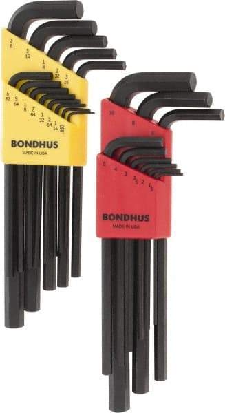 Bondhus - 22 Piece L-Key Hex Key Set - Hex Range 0.05 to 3/8" - Caliber Tooling