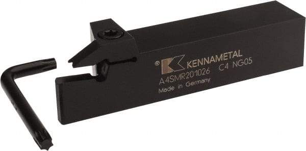 Kennametal - 1.02" Max Depth of Cut, 10mm Min Groove Width, 6" OAL, Right Hand Indexable Grooving Cutoff Toolholder - 10 Seat Size, 1-1/4" Shank Height x 1-1/4" Shank Width, A4..10.. Insert Style, A4SM Toolholder Style, Series A4 - Caliber Tooling