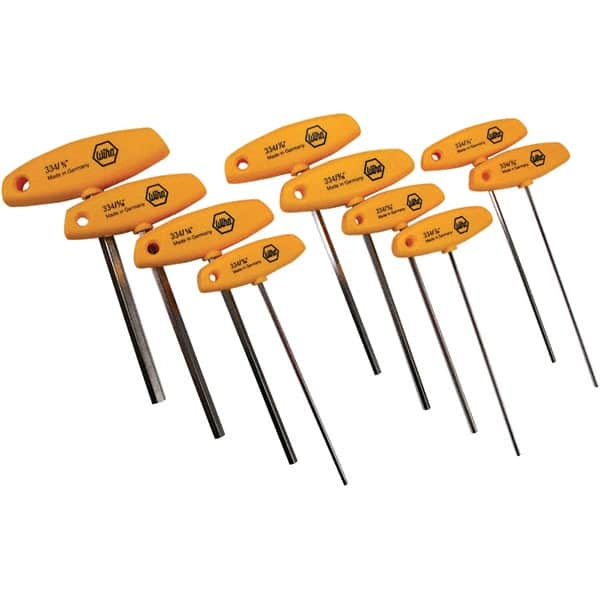 Wiha - 10 Piece, T-Handle Cushion Grip Hex Key Set - 3/32 to 3/8" Range, - Caliber Tooling