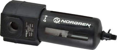 Norgren - 1/2" Port, 7.95" High x 3.15" Wide Standard Filter with Polycarbonate Bowl, Manual Drain - 140 SCFM, 150 Max psi, 125°F Max Temp, Modular Connection, Bowl Guard, 7 oz Bowl Capacity - Caliber Tooling